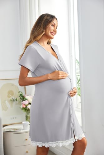 Robe de nuit grossesse Ekouaer pour des matins câlins en toute liberté