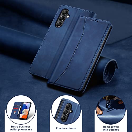 Image of Jasonyu Wallet Case for Samsung Galaxy A14 4G /5G, Flip PU Leather, Blue