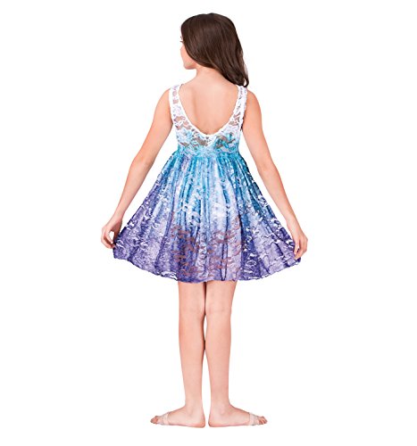Watercolour Girls Hand Painted Lace Lyrical Dress Teal/Purple ML WC203C4