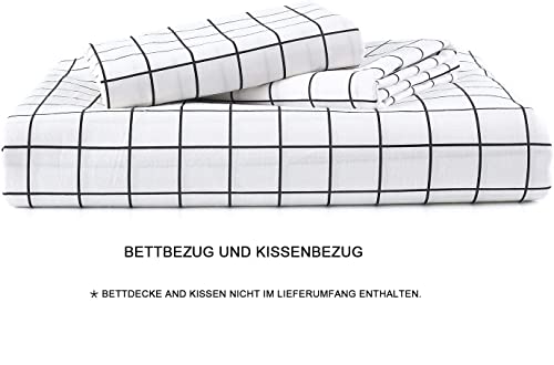 AShanlan Bettwäsche 135x200 Weiß Kariert Bettbezug mit Kissenbezug 80x80 cm – Ansicht 6