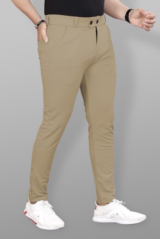 Image of Twill Lycra Men Trouser | Standard Fit Casual & Office Wear | Soft Stretchable Fabric | Comfortable Bottom Wear