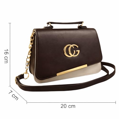 Image of ETLIS Women's Stylish Sling Bag | Faux Leather Crossbody Handbag with Gold Chain Strap | Small Shoulder Purse for Daily Use, Party & Travel