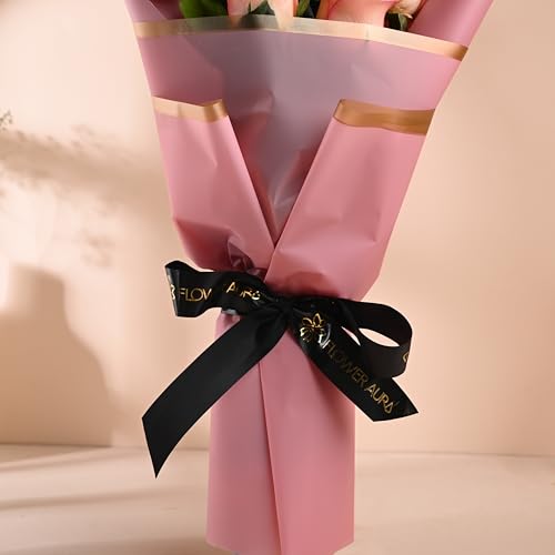 Image of FlowerAura Premium Fresh Live Flower Bouquet of 8 Pink Roses In Designer Paper Gift For Birthday | Anniversary | Love | Home Decor | Fathers Day Gift For Dad (Same Day Delivery)