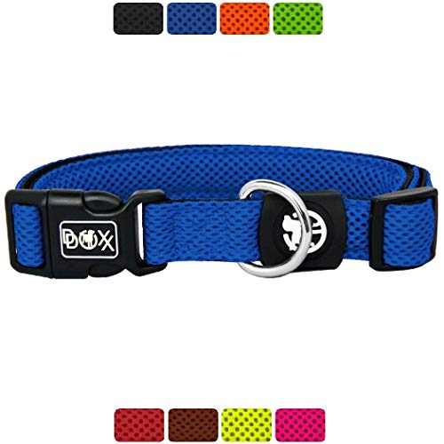 DDOXX Collar Perro Air Mesh, Ajustable, Acolchado | Diferentes Colores & Tamaños | para Perros Pequeño, Mediano y Grande | Collares Accesorios Gato Cachorro | Azul, M