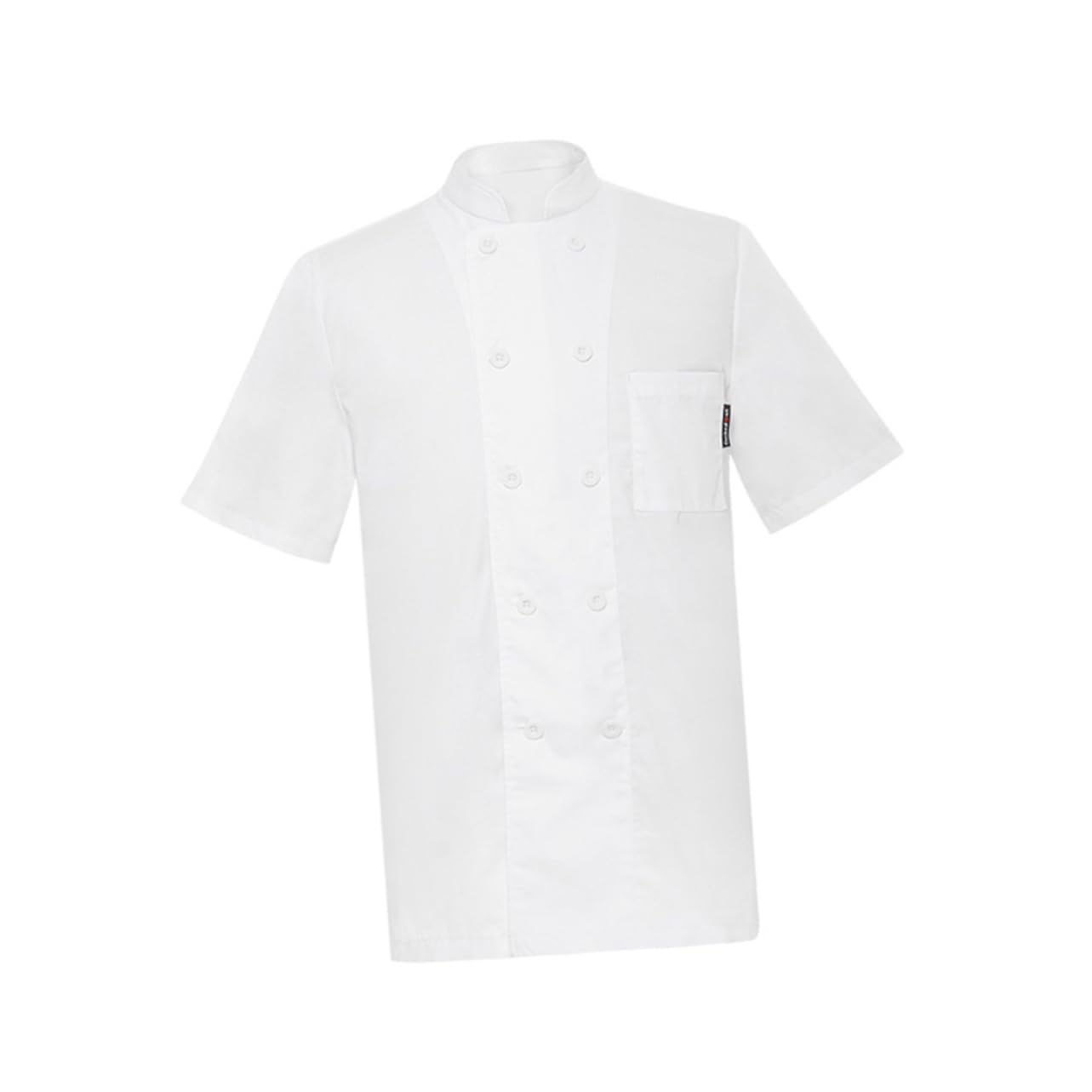 BESPORTBLE Unisex Xxl Short Sleeve Chef Coat White Casual Loose Chef Apparel Blended Material with Grey Button Closure and Split Sleeve Pocket for Kitchen Work