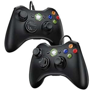 Diswoe 2 Pack Manette pour Xbox 360, 2 Pack Manette PC, Joystick Manette de Jeu pour Xbox 360/ Slim/PC Windows 7/8/10/11/XP, Gamepad Filaire avec Double Vibration/Design Ergonomique