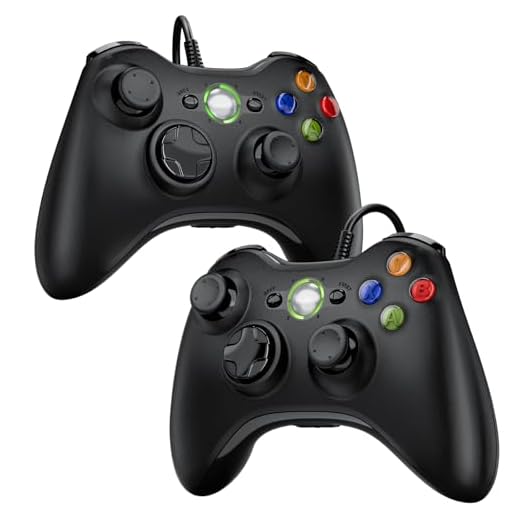 Diswoe 2 Pack Manette pour Xbox 360, 2 Pack Manette PC, Joystick Manette pour Xbox 360/ Slim/PC Windows 7/8/10/11/XP, Gamepad Filaire avec ouble Vibration/Design Ergonomique/Six Axes