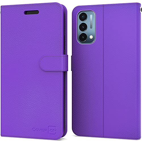 CoverON Wallet Pouch Designed for OnePlus Nord N200 5G Case, RFID Blocking Flip Folio Stand PU Leather Phone Cover - Purple
