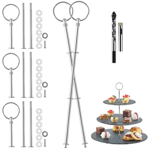 Nsiwem 5 Set Etageren Stangen Set Mittellochausstech Silber(Platte nicht...
