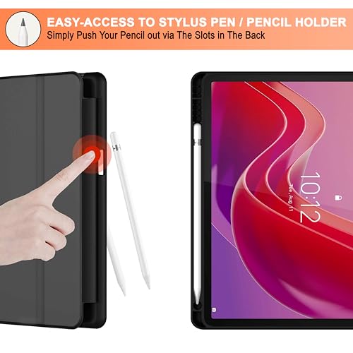 Image of CEDO Tri-Fold for Lenovo Tab M11 (11 inch) Smart Case Flip Cover with Multi Viewing Angles Stand | Pencil Holder | Heat Dissipation | TPU Backcover (Black)