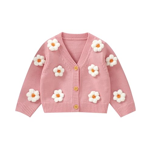 Toddler Baby Girl Sweater Floral Cardigan Knit Long Sleeve Coat C...