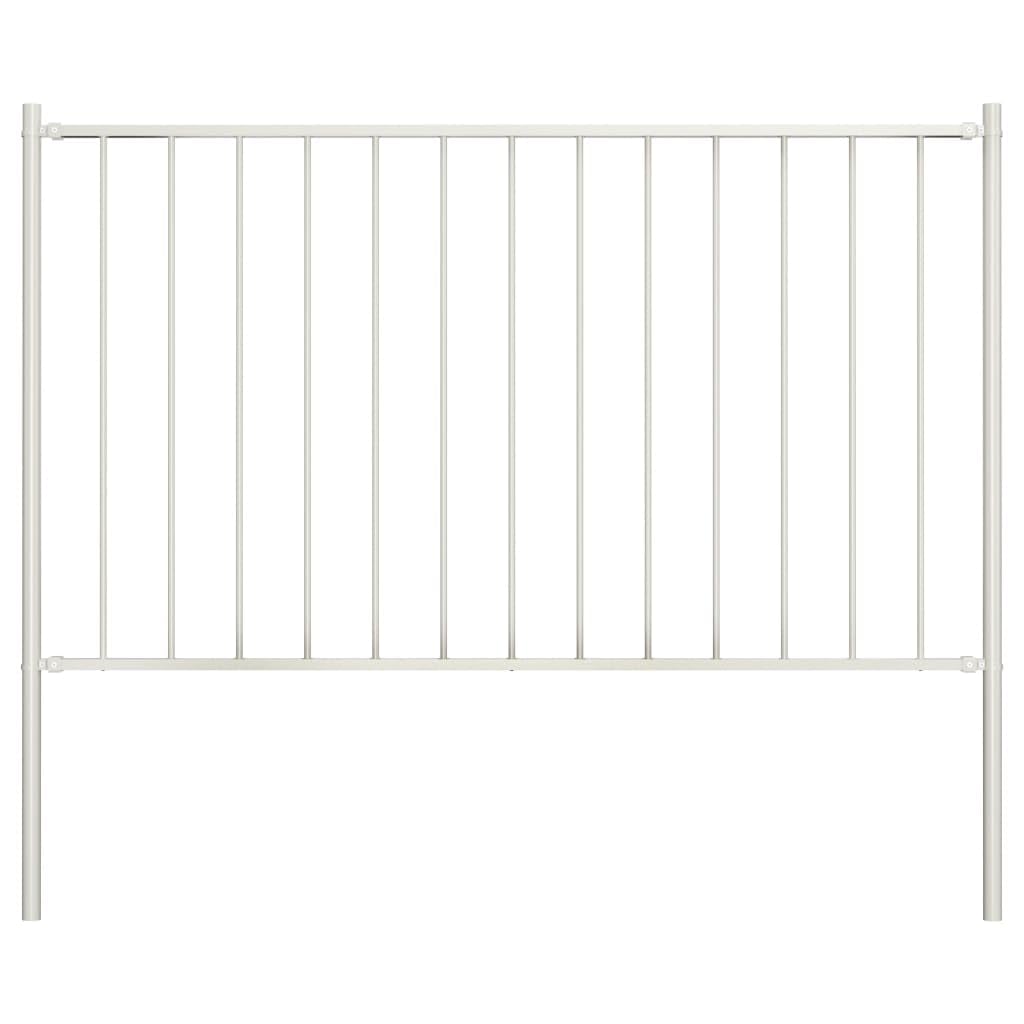Panel ogrodzeniowy do mebli ze słupkami, stal malowana proszkowo, 1,7 x 0,75 m, biały