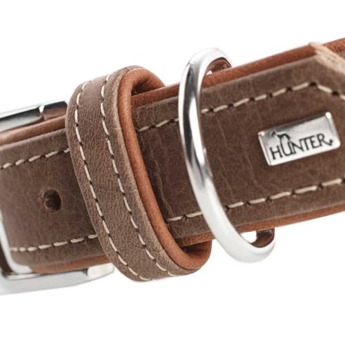 HUNTER Hundehalsband PORTO, Farbe: tabak/cognac, pflanzlich gegerbtes Olivenleder®, besonders weich & griffig, fellschonend & robust, in Handarbeit gefertigt, Größe: 60