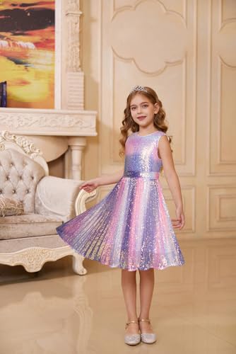 GRACE KARIN Girls Sequin Dress Sleeveless Prom Party Formal Graduations Fancy Tween Girls Dresses Size 5-122