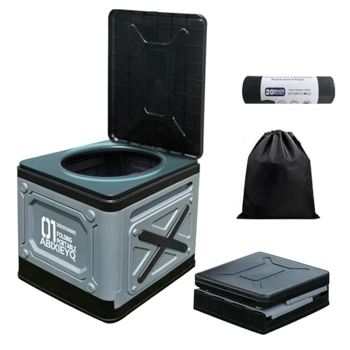 ABIXIEYQ Foldable Camping Toilet, Collapsible RV Toilet with Anti-Slip Base & Storage Bag, Lightweight Outdoor Stool & Emergency Sanitation for All Campers (220 lbs)