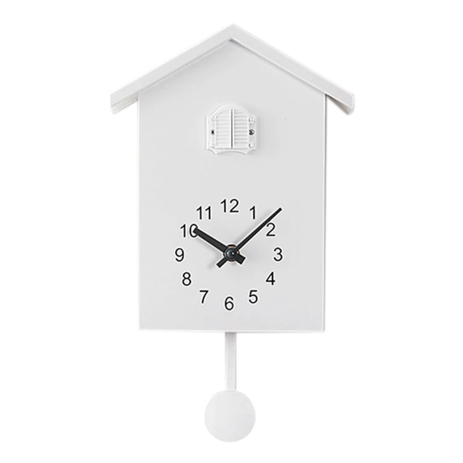 SNGUOQ Plastic Cuckoo Clock Wall, Natural Bird Voices Or Call, Design Pendulum, House, Art For Bedroom Office(White)