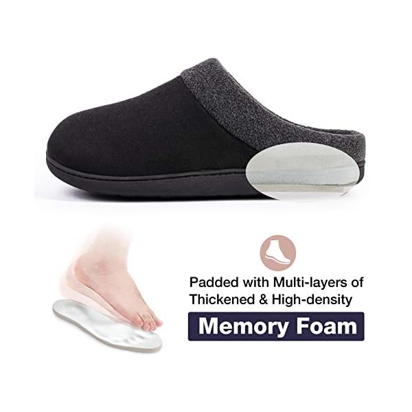 HomeIdeas Men's Felt Memory Foam Anti-Slip House Slippers, Breathable Indoor Outdoor Shoes - Image 4