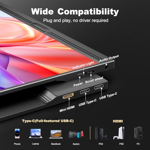 CUIUIC 2.5K Portable Monitor, 500 Nits 150% sRGB 2560x1400 QHD IPS 15.6" Eye Care HDR Display USB-C HDMI External Second Screen w/Smart Case for Mac Laptop Phone PC PS4/5 Xbox Game Console - Image 4