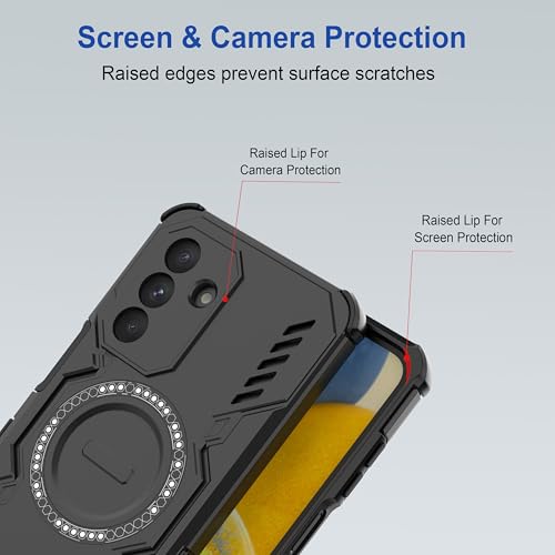 Image of amazon basics Back Case Cover for Samsung Galaxy A26 5G | Magnetic Case with Built-in Metal Ring | Supports Mag-Safe Charger, Wallet & Car Mount | Shockproof Hybrid PC + TPU | Black