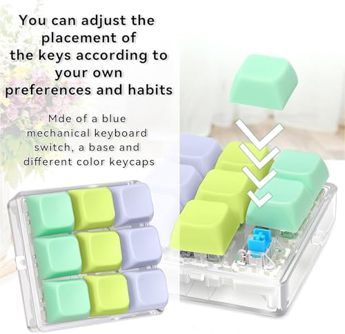Image of 9 in 1 Keyboard Fidget Toy, Fidget Clicker Keychain Stress Relief Button Toy for Adults, Colorful Macaron Stress Relief Gifts for Stress Relief and Pass Time