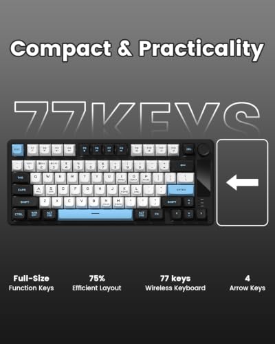 Image of DK75 75% Wireless Gaming Keyboard, RGB Backlit Creamy Keyboard with Media Knob, OLED Screen, Tri-Mode 2.4GHz /USB-C /BT5.0, Anti-Ghosting No-Conflict Silent Membrane Keyboard for MAC Windows