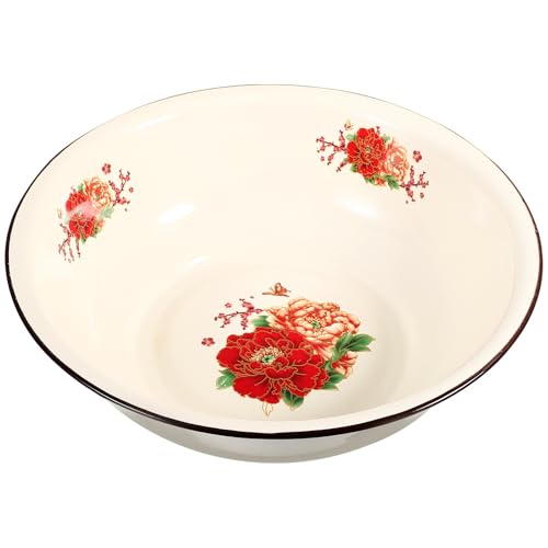 Tazón esmaltado vintage beige 28 cm diámetro para cocina miniatura 1