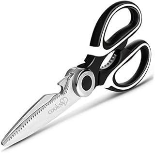 Cooksy® Heavy Duty Sharp Kitchen Scissors for Food | Stainless Steel | Dishwasher Safe | Set with Safety Case | Meat, BBQ, Fish, Pizza Cutter, Vegetables, Herbs, Craft, DIY