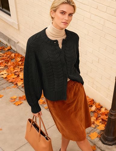 Image of Cable Knit Cardigan for Women Open Front Sweater Casual Loose Long Sleeve Button Outerwear Coats