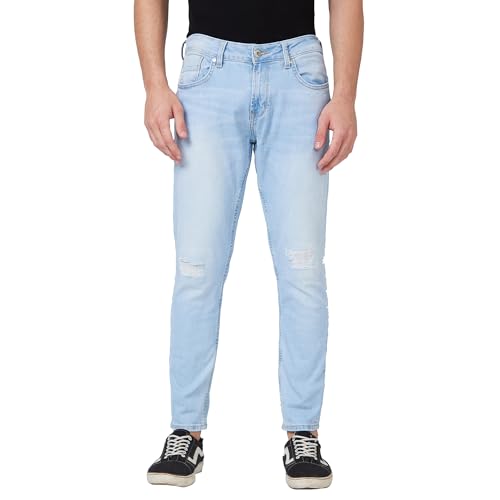 Image of Spykar Men's Kano Slim Fit Mid-Rise Jeans (Ankle Length)