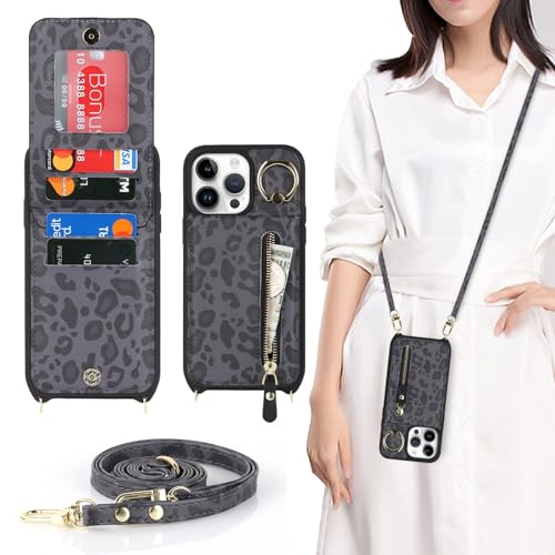 Zouzt for iPhone 14 Pro Case with Cord and Card Holde