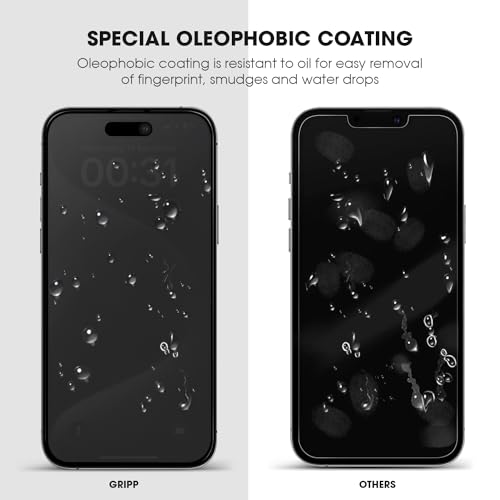 Image of GRIPP 0.3mm Japanese HD Tempered Glass Screen Protector for iPhone 15 (6.1 inch), 2.5D Round Edges, Scratch-Resistant, 9H Hardness, Full Screen Coverage, Bubble Free