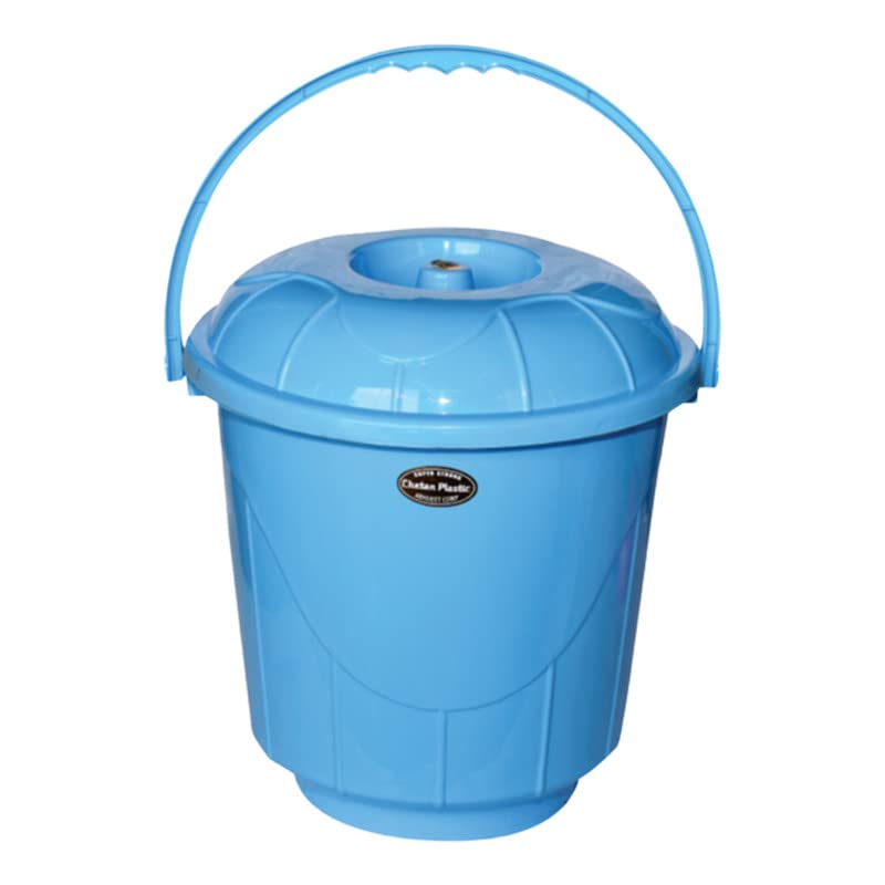 Chetan Virgin Plastic Unbreakable, Durable & Lightweight Strong Bucket with Lid and Handle for Storage, Bathroom Use - 13 Liters, Pack of 1, (Multicolor)-image-3