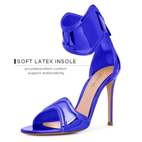 Image of Women's Metallic Open Toe Heels Sandals Back Zipper Dressy Heels Ankle Strap Heels for Party Wedding
