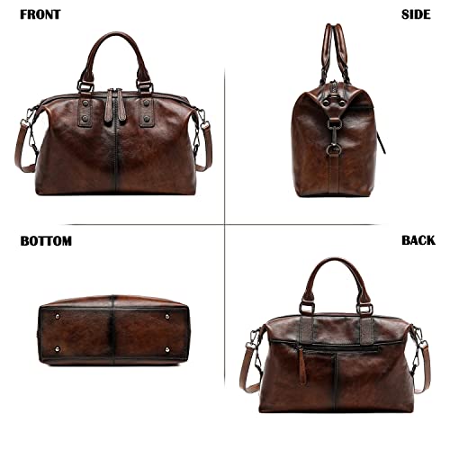 Bolso de cuero genuino vintage para mujer miniatura 3