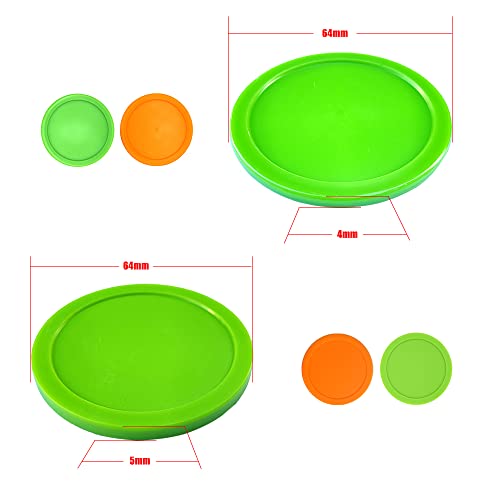 Bqspt 16 Pieces Air Hockey Pucks 2.5 Inch 64Mm Replacement Pucks Air Hockey Tables Pucks For Game Tables Equipment Accessories(8 Thick 8 Thin) (Green, Orange) #TOP2
