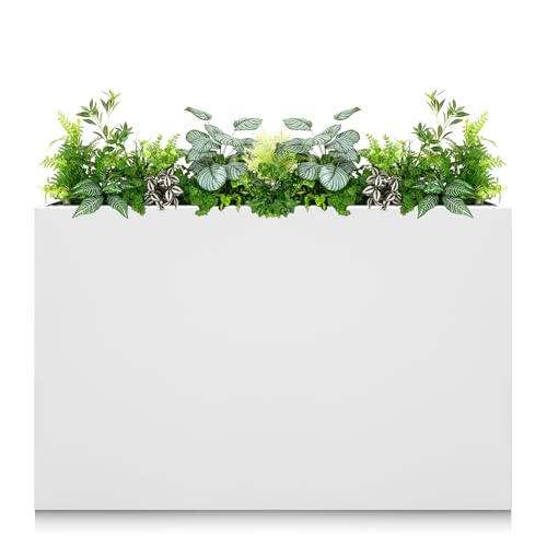 Zezgeuro Galvanized Steel Planter Box-No Installation Required Metal Rectangular Block Long Box Planter Modern Outdoor Planters All-Weather Use with Drainage Holes for Patio/Porch, 36×24×12IN(White) by Zezgeuro - Used condition - US$168.29