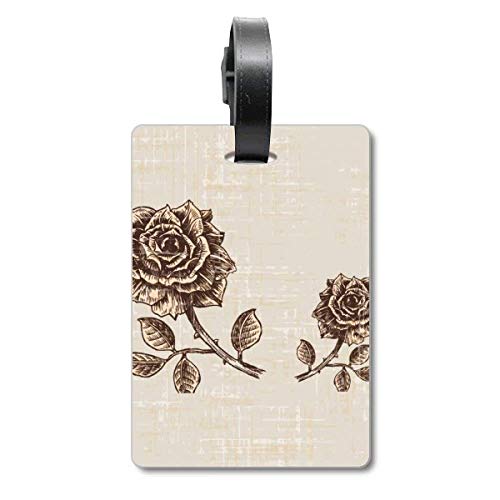 Étiquette valise fleurs marron pour ne plus perdre votre sac de voyage