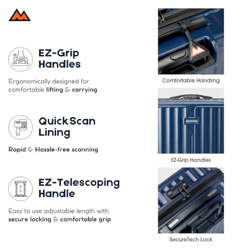 Image of MOVE-MEANT ROAMIFY Small Cabin Suitcase 55 CM 8 Wheels Number Lock Poly Carbonate Navy Blue Trolley Bag for Men & Women | 360 Degree Wheeling System Luggage | Trolley Bags for Travel