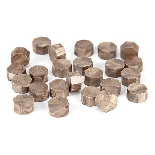 Prosperveil 100 Stück achteckige Siegelwachsperlen für Wachssiegelstempel, Hochzeit, Weihnachten, Einladung, Brief, Versandumschläge, Basteln, Dekoration (körniges Champagner) Cover