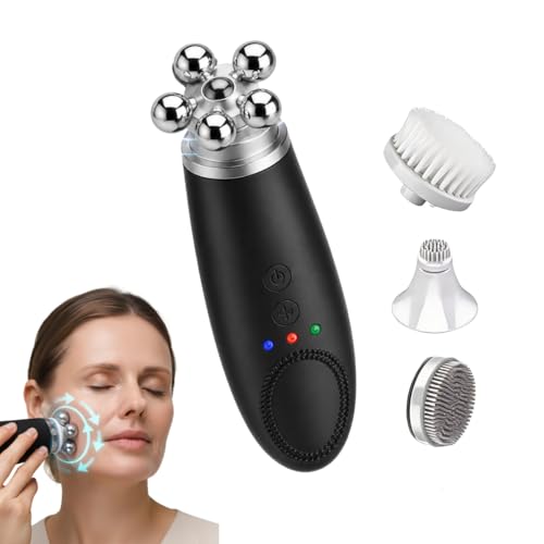 HOVAYA Gesichtsmassagegerät 6-in-1 Gua Sha Gerät Elektrisch für Gesichtsmassage Gesichtsreinigung & Hautstraffung 4 Aufsätze Reinigung Faltenreduzierung IPX7 Wasserdicht Wiederaufladbar