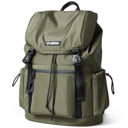 Flap Backpack for Men Fits 15.6 Inch Laptop Travel Backpack Waterproof Daypacks Backpacks for College Traval Hiking Work Olive Green