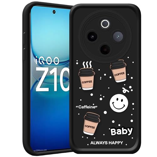 Image of amazon basics Back Case Cover Compatible for iQOO Z10 5G / Vivo T4 5G | Cute Fun Cartoon 3D Ball | Coffee Silicone Case | Camera Protection | Body Protection | Shock Proof | Color Black