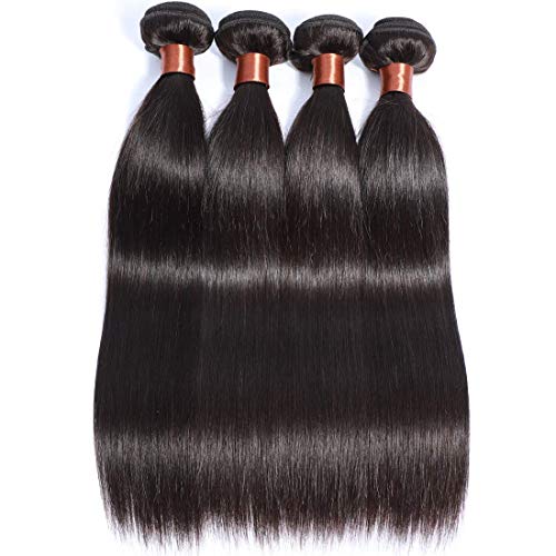 BLACKMOON HAIR Brazilian Virgin Hair Straight 20 22 24 26 inches 100% Unprocessed Virgin Human Hair 4 Bundles Weaves Natural Black Color
