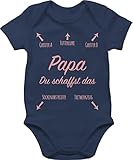 Shirtracer Baby Strampler Mädchen & Junge - Papa du schaffst das Rosa - 3/6 Monate - Navy Blau - Baby Strampler Papa sprüche - BZ10 - Baby Body Kurzarm für Jungen und Mädchen
