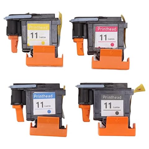 SIXRUN Printer Head, Printer Accessories, 4 Pcs Printhead Printer Magenta Black Cyan Yellow Print Replacement for HP 100 110 111 500 510 800 813 850 Cover