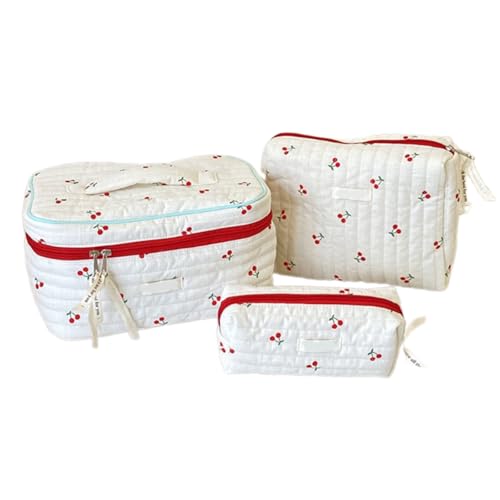 yuxauea(ユクソア) 3点セット メイクアップバッグ 旅行用 コスメバッグ セット 大容量 トイレタリーバッグ フラワープリント ウォッシュバッグ ペンケース 女性 女の子用