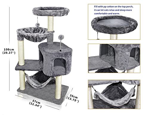 Yunique Newest Cat Tree With Cat Condo And Big Hammock thumb #2