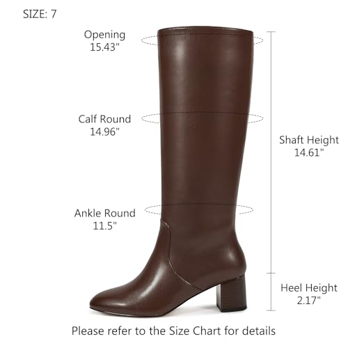 wetkiss Low Heel Knee High Boots for Women Regular Calf Friendly Side Zipper Almond Toe Faux Leather Comfortable Boots for Walking, Dancing, Standing for Long Periods With No Pain2
