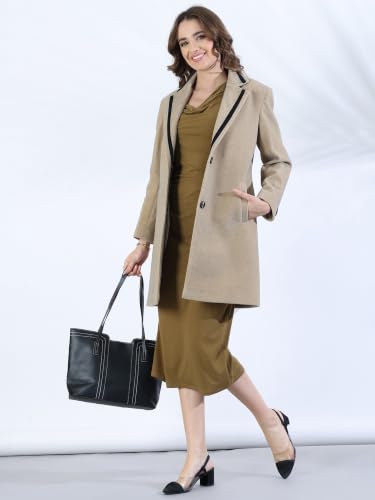 Image of PLAGG Women's Notched Lapel Long Overcoat