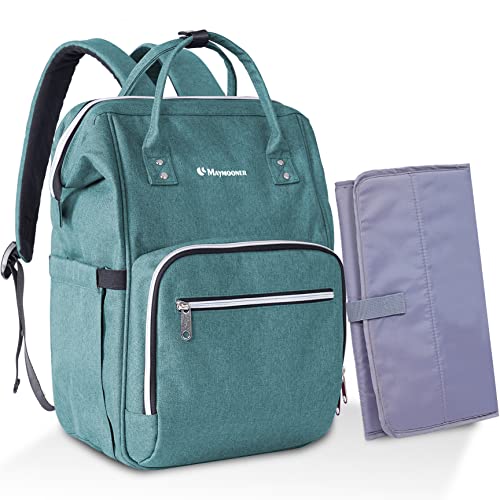 Image of BesyPro Unisex Baby Diaper Backpack Multifunction Large Baby Travel Backpack with Portable Changing Pad, Stroller Straps for Mom and Dad,Green